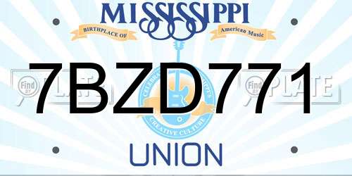 7BZD771 Mississippi License Plate