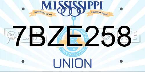 7BZE258 Mississippi License Plate