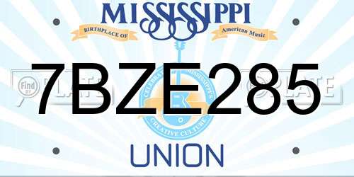 7BZE285 Mississippi License Plate