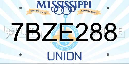 7BZE288 Mississippi License Plate