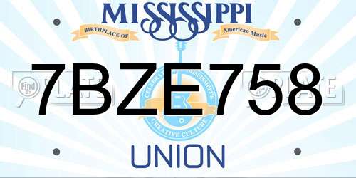 7BZE758 Mississippi License Plate
