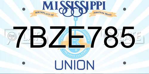 7BZE785 Mississippi License Plate