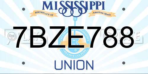 7BZE788 Mississippi License Plate
