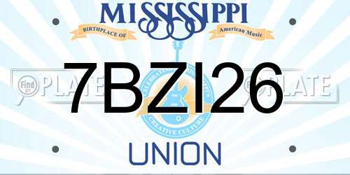 7BZI26 Mississippi License Plate