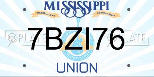 7BZI76 Mississippi License Plate