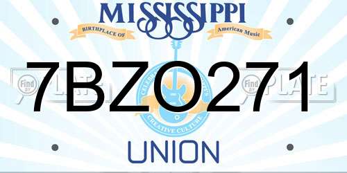 7BZO271 Mississippi License Plate