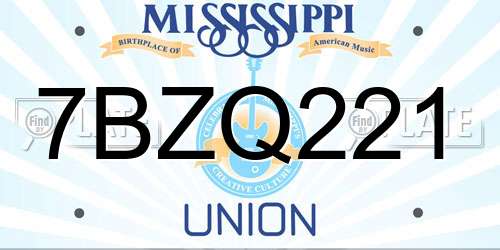 7BZQ221 Mississippi License Plate