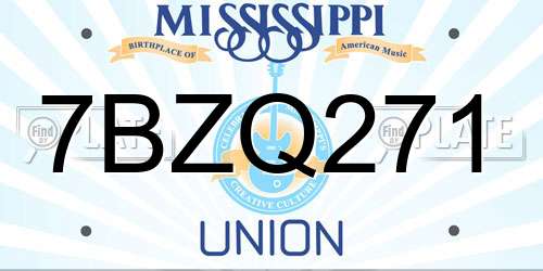 7BZQ271 Mississippi License Plate