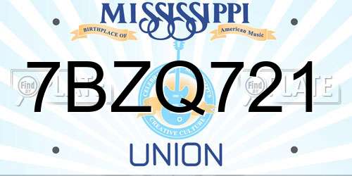 7BZQ721 Mississippi License Plate