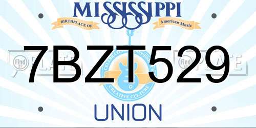 7BZT529 Mississippi License Plate