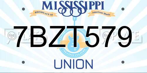 7BZT579 Mississippi License Plate