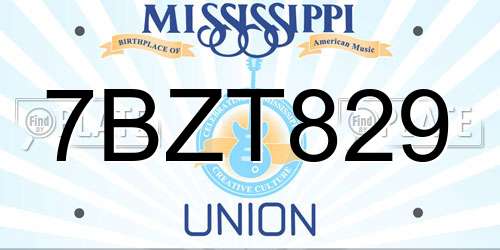 7BZT829 Mississippi License Plate