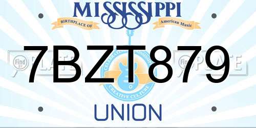 7BZT879 Mississippi License Plate