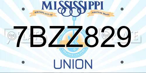 7BZZ829 Mississippi License Plate