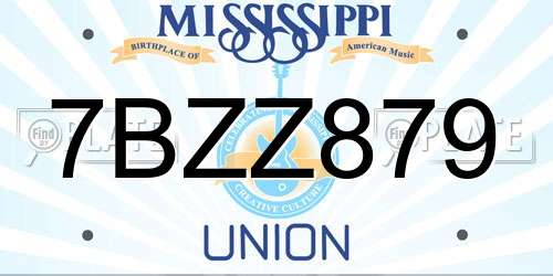 7BZZ879 Mississippi License Plate