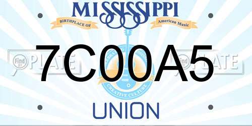 7C00A5 Mississippi License Plate