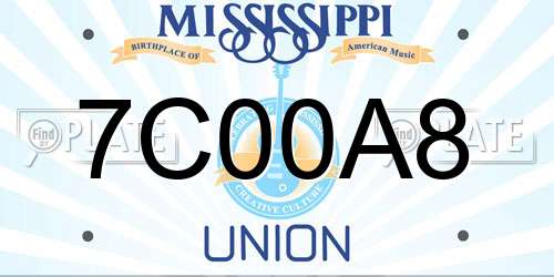 7C00A8 Mississippi License Plate