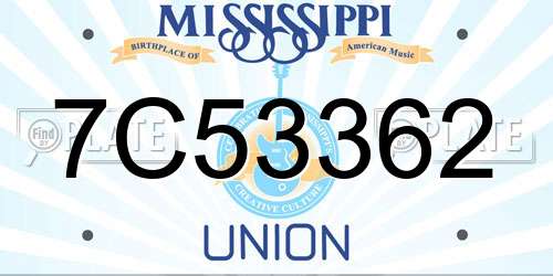 7C53362 Mississippi License Plate