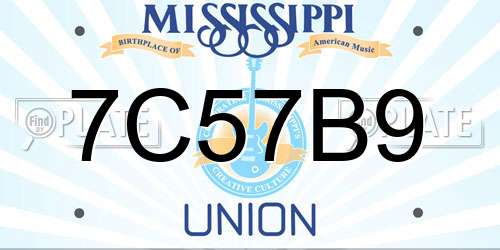 7C57B9 Mississippi License Plate