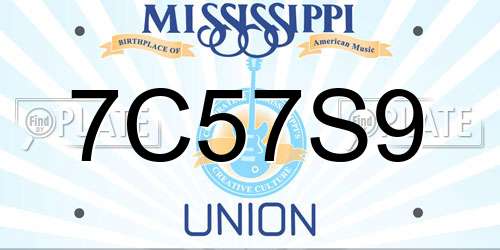 7C57S9 Mississippi License Plate