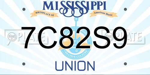 7C82S9 Mississippi License Plate