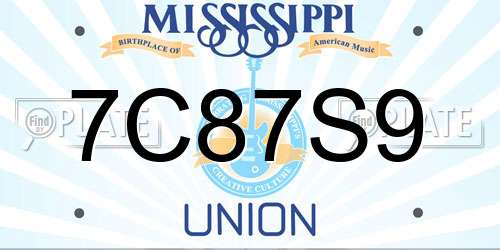 7C87S9 Mississippi License Plate