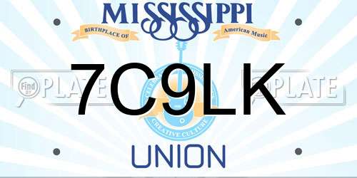 7C9LK Mississippi License Plate