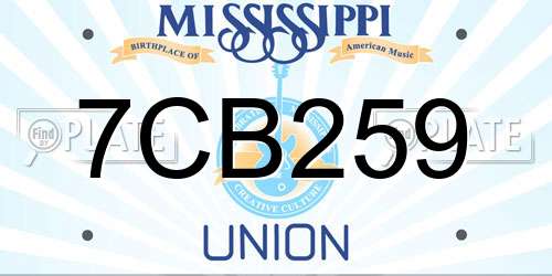 7CB259 Mississippi License Plate
