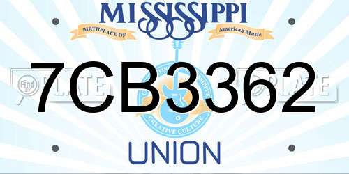7CB3362 Mississippi License Plate
