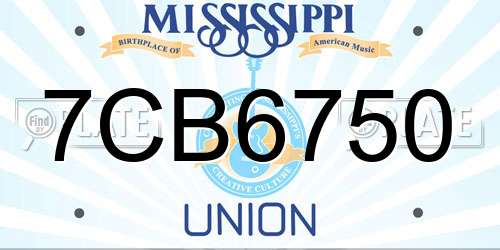 7CB6750 Mississippi License Plate