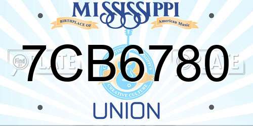 7CB6780 Mississippi License Plate
