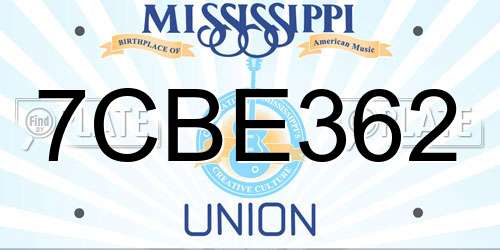 7CBE362 Mississippi License Plate