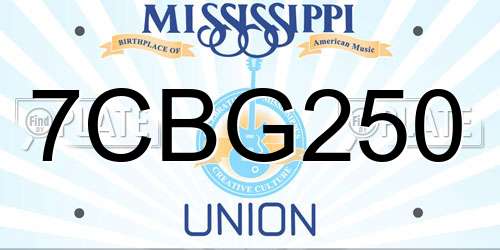 7CBG250 Mississippi License Plate