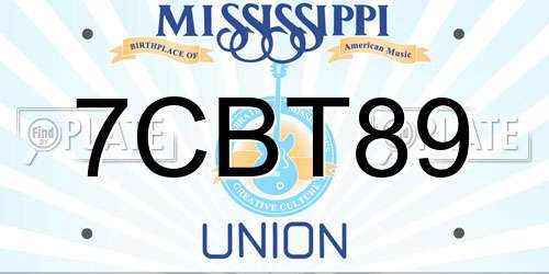 7CBT89 Mississippi License Plate