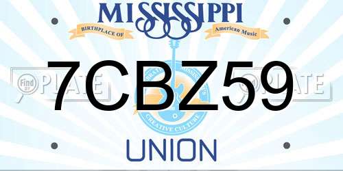 7CBZ59 Mississippi License Plate