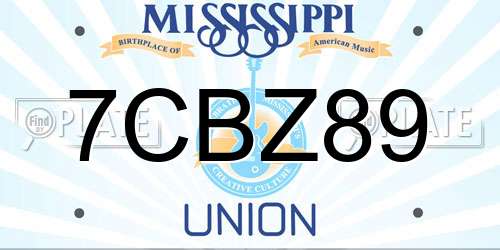 7CBZ89 Mississippi License Plate