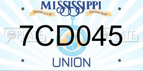 7CD045 Mississippi License Plate
