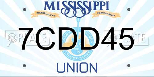 7CDD45 Mississippi License Plate