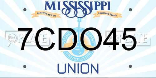 7CDO45 Mississippi License Plate