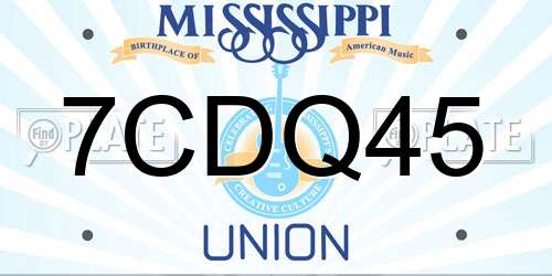 7CDQ45 Mississippi License Plate