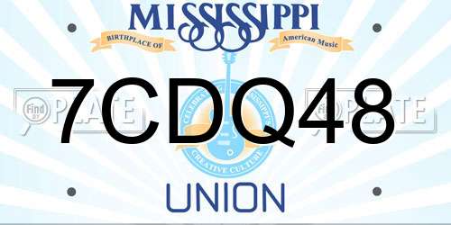 7CDQ48 Mississippi License Plate
