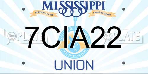 7CIA22 Mississippi License Plate