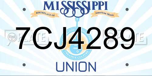 7CJ4289 Mississippi License Plate