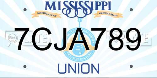 7CJA789 Mississippi License Plate