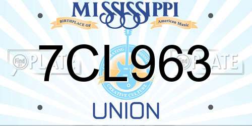 7CL963 Mississippi License Plate