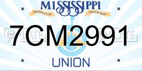 7CM2991 Mississippi License Plate