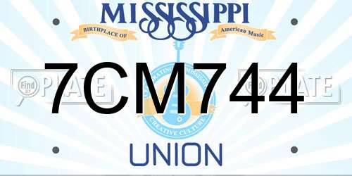 7CM744 Mississippi License Plate