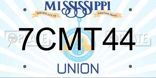 7CMT44 Mississippi License Plate