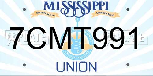 7CMT991 Mississippi License Plate