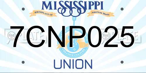 7CNP025 Mississippi License Plate